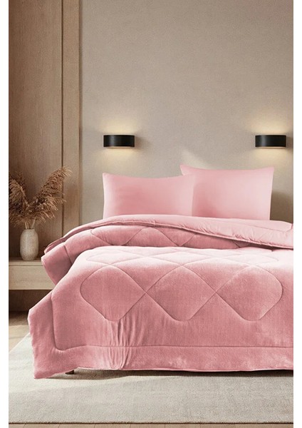 Yeni Nesil Wellsoft Çift Kişilik Yorgan | Ön Yüz Wellsoft - Arka Yüz Pamuk Yorgan Seti 195X215CM | 2 Yastık Kılıfı