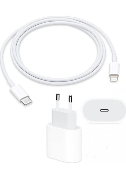 MHJE3TU-A + MQGJ2ZM/A Apple iphone 20W Usb-C Hızlı Şarj Aleti Ipad + 1 Metre Kablo
