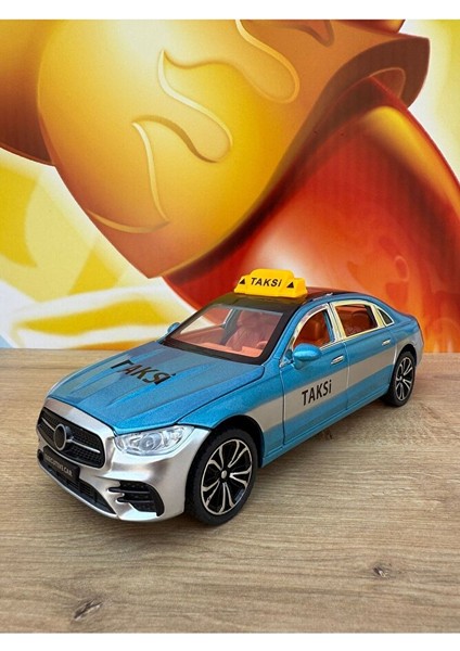 Mercedes Benz C200 Mercedes Diecast Oyuncak Taksi Araba Lüx Taksi Mavi Kapı Bagaj Kaput Açılır