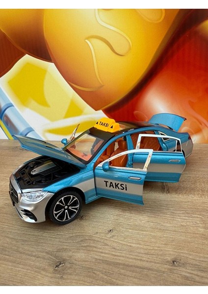 Mercedes Benz C200 Mercedes Diecast Oyuncak Taksi Araba Lüx Taksi Mavi Kapı Bagaj Kaput Açılır indirimleri