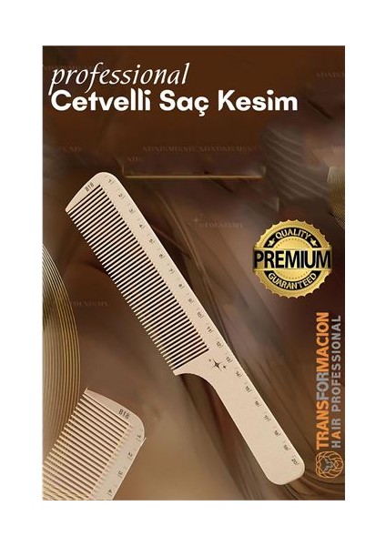 Hsnet Cetvelli Saç Kesim Tarağı - Berber Kuaför Saç Kesim Tarağı Profesyonel