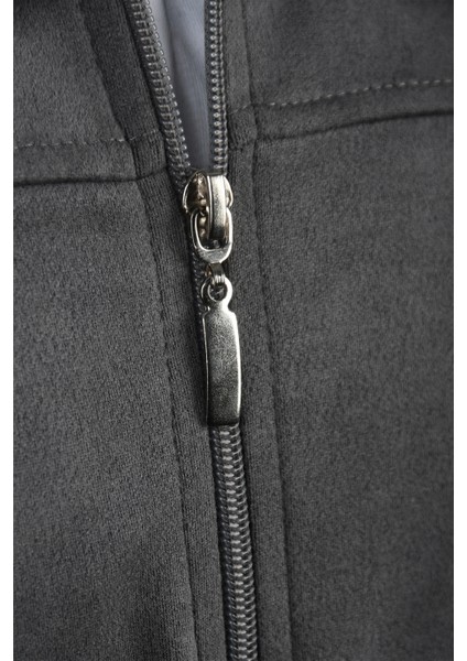 Erkek Gri Dar Kesim Likralı Fermuarlı Süet Ceket – Mevsimlik İnce Premium Mont 2504334 fırsatları