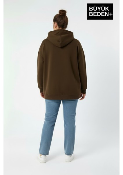 Kadın Büyük Beden Kapüşonlu Brooklyn Baskılı Sweatshirt SPR26BSWK961 modelleri