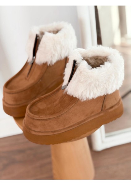 Molira Kadın Içi Tüylü Bot Taba Süet