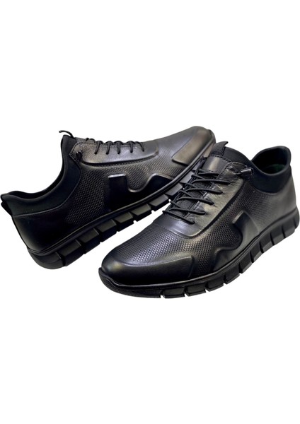 Erkek Makosen Lastik Bağcıklı Hakiki Deri Kauçuk Taban CASUAL-2411-SİYAH fiyatları