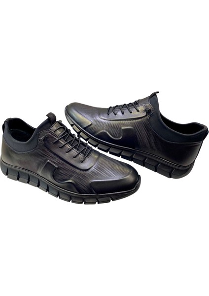 Erkek Makosen Lastik Bağcıklı Hakiki Deri Kauçuk Taban CASUAL-2411-SİYAH fırsatları