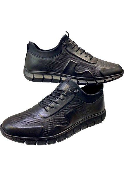 Erkek Makosen Lastik Bağcıklı Hakiki Deri Kauçuk Taban CASUAL-2411-SİYAH indirimleri