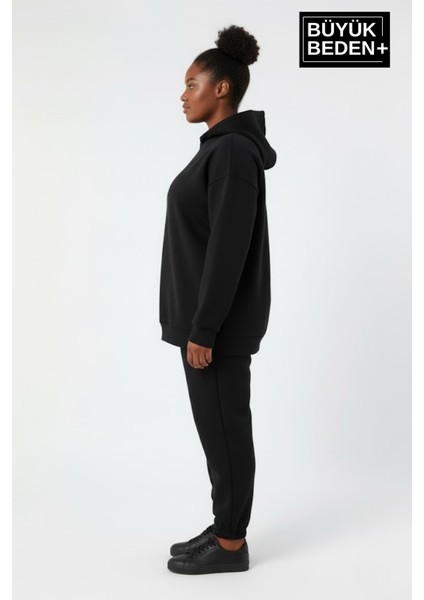 Kadın Büyük Beden Ince Kapşonlu Kollar ve Etek Ribanalı Swatshırt SPR26BSWK957 fiyatları