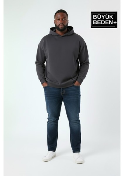 Erkek Büyük Beden Kapşonlu Ince Sweatshirt SPR24BSW57