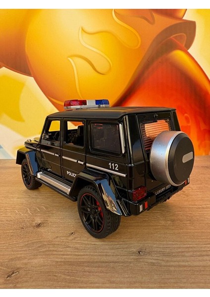 Mercedes G65 Diecast Model Araba G65 Polis Arabası Sesli Işıklı Açılan Bagaj Kapı Kaput Süspansiyon indirimleri