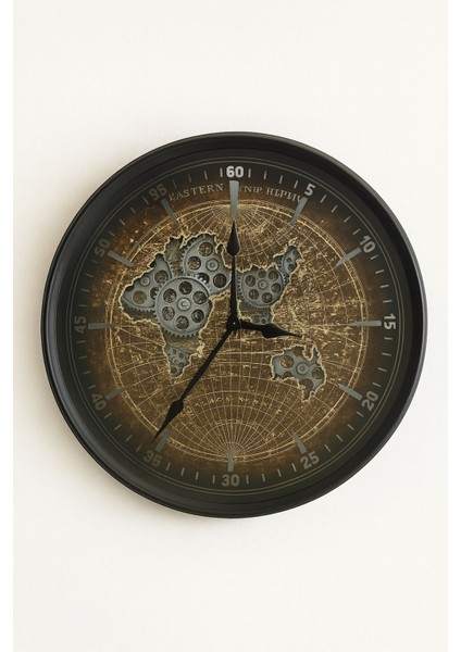 Maps Dark Çarklı Duvar Saati 60x60 fiyatları