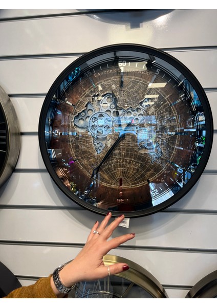 Maps Dark Çarklı Duvar Saati 60x60 modelleri