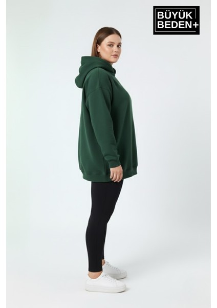 Kadın Büyük Beden Ince Kapşonlu Kollar ve Etek Ribanalı Swatshırt SPR26BSWK957 modelleri