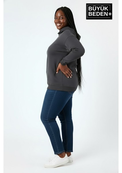 Kadın Büyük Beden Kapşonlu Ince Sweatshirt SPR24BSWK57 fiyatları