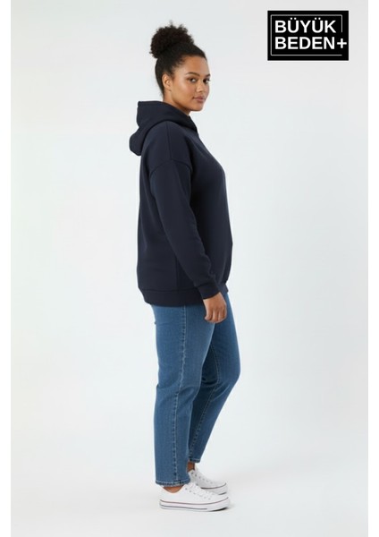 Kadın Büyük Beden Ince Kapşonlu Kollar ve Etek Ribanalı Swatshırt SPR26BSWK957 fiyatları