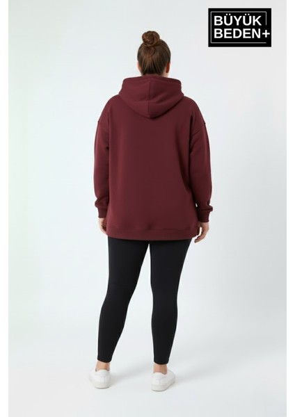 Kadın Büyük Beden New York Baskılı Kapüşonlu Sweatshirt SPR26BSWK962 modelleri