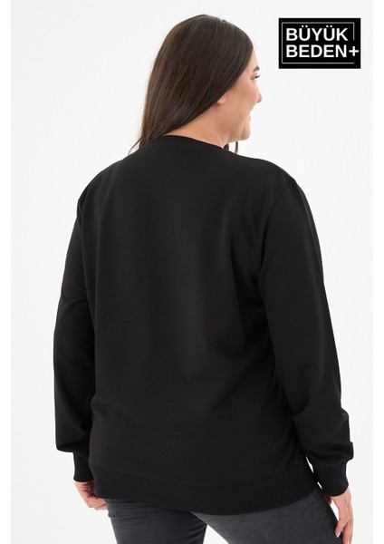 Kadın Büyük Beden Bisiklet Yaka Kollar ve Etek Ribanalı Ince Sweatshirt – Regular Fit %64 Pamuklu SPR26BSW956 indirimleri