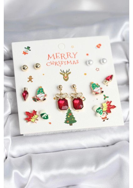 Bfs 8 Çift Yılbaşı Temalı Kadın Küpe