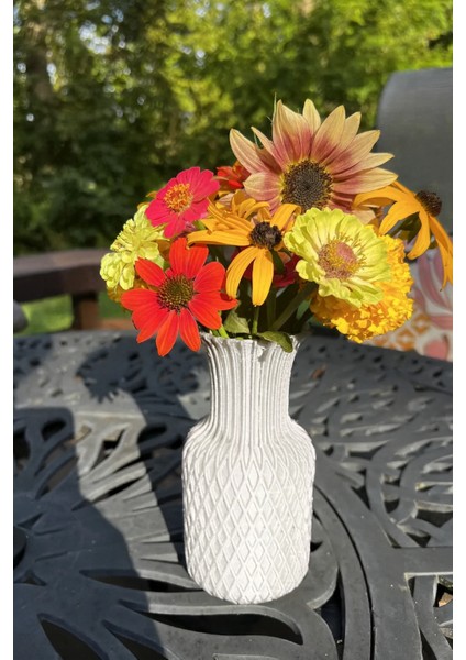 Modern Desenli 3D Baskı Masa Vazo 20CM Boyunda Sert Plastik