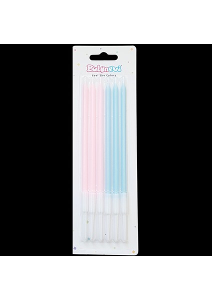 Makaron Pembe Mavi Ince Uzun Pasta Mum 14 cm * 6 Adet