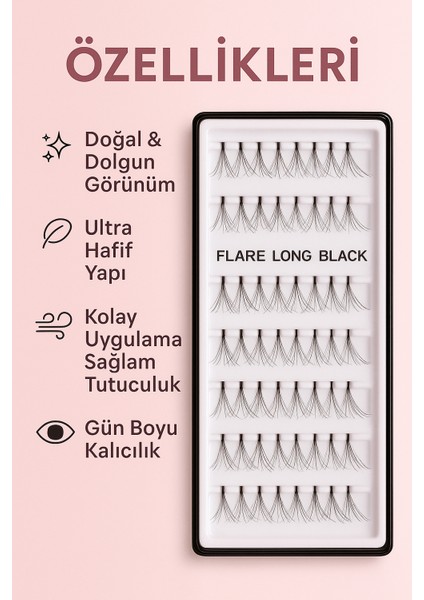 RO96 Flare Long Black Takma Kirpik 60’lı Set – Doğal & Yoğun Etki fiyatları