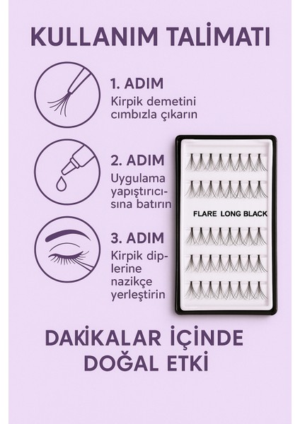 RO96 Flare Long Black Takma Kirpik 60’lı Set – Doğal & Yoğun Etki modelleri