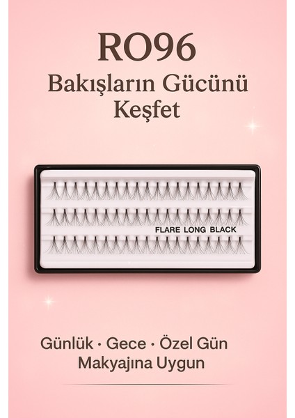 RO96 Flare Long Black Takma Kirpik 60’lı Set – Doğal & Yoğun Etki