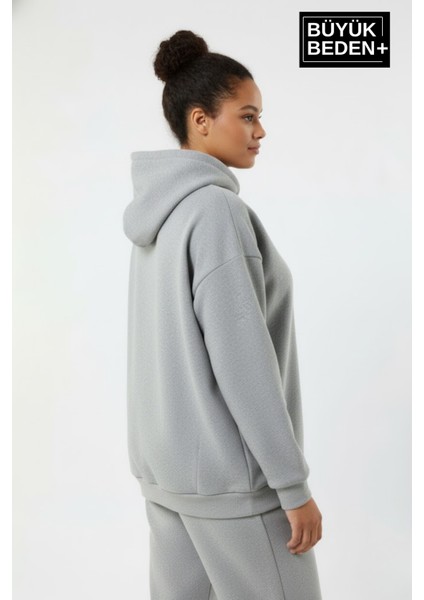 Kadın Büyük Beden Ince Kapşonlu Kollar ve Etek Ribanalı Swatshırt SPR26BSWK957 fiyatları