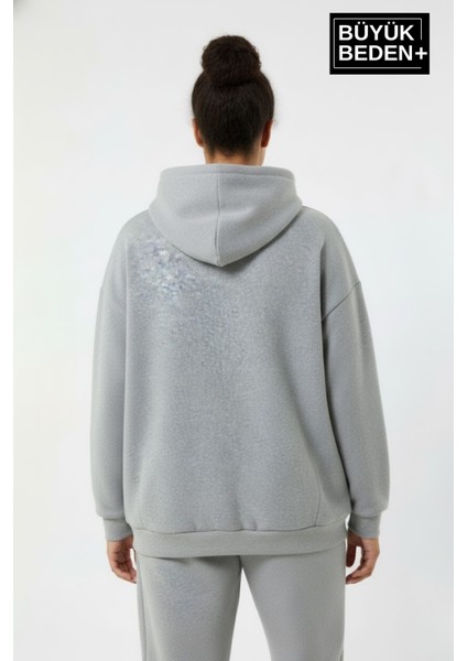 Kadın Büyük Beden Ince Kapşonlu Kollar ve Etek Ribanalı Swatshırt SPR26BSWK957 fırsatları