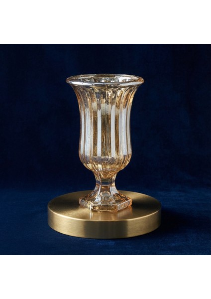 Lüks Füme / Gold Cam Dekoratif Vazo Modern Salon ve Masa Üstü Aksesuarı 22 cm