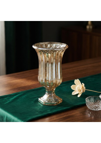 Lüks Füme / Gold Cam Dekoratif Vazo Modern Salon ve Masa Üstü Aksesuarı 22 cm fiyatları