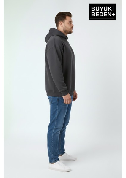 Erkek Büyük Beden Ince Kapşonlu Kollar ve Etek Ribanalı Swatshırt SPR26BSW957 modelleri