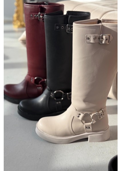 Nylix Siyah Toka Aksesuarlı Fermuarlı Günlük Kadın Çizme indirimleri