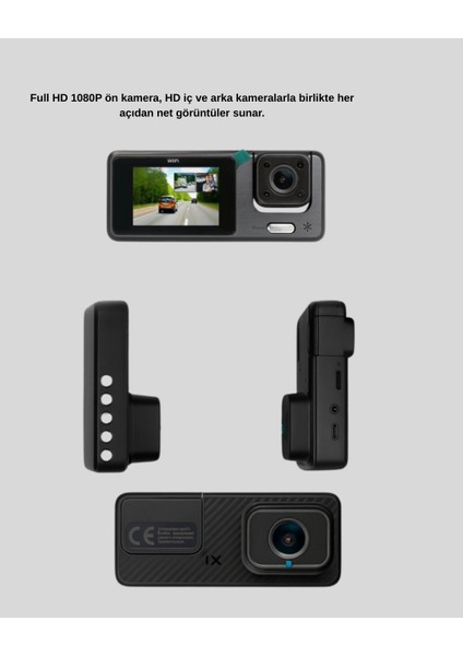 Bfs 3 Kameralı Araç Dvr 1080P Ön + Hd Arka + Iç Kamera Döngü Kayıt 2’’ Ekran fırsatları