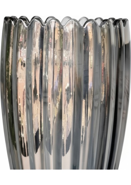 Lüks Füme / Gold Cam Dekoratif Vazo Modern Salon ve Masa Üstü Aksesuarı 22 cm modelleri