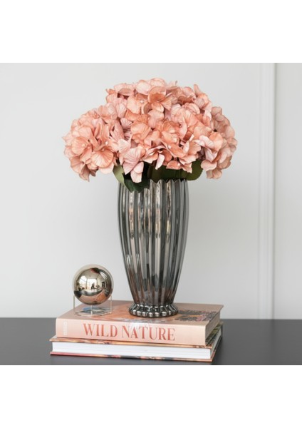 Lüks Füme / Gold Cam Dekoratif Vazo Modern Salon ve Masa Üstü Aksesuarı 22 cm fırsatları