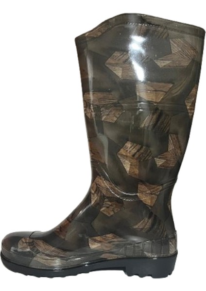 Kadın Bej Desenli 35 cm Uzun Bahçe Yağmur Çizmesi EMKK309-210 fiyatları