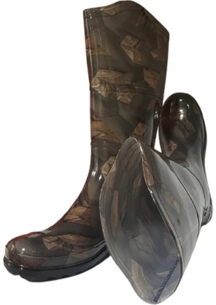 Kadın Bej Desenli 35 cm Uzun Bahçe Yağmur Çizmesi EMKK309-210 fırsatları