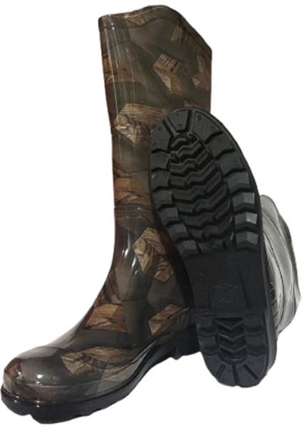 Kadın Bej Desenli 35 cm Uzun Bahçe Yağmur Çizmesi EMKK309-210 indirimleri