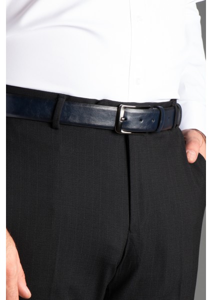 Erkek Lacivert Suni Deri Kemer 3,5 cm fırsatları