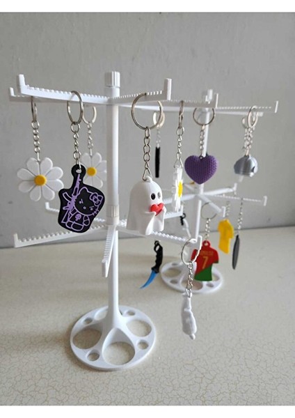 Döner Anahtarlık Standı Beyaz Renk – Masaüstü Sergileme ve Düzenleme Aparatı Beyaz Renk fiyatları