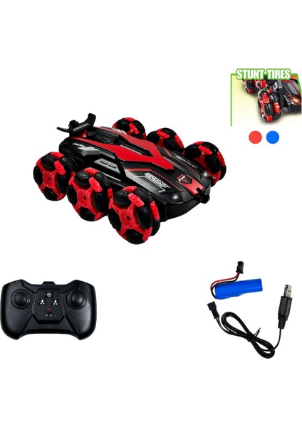 Dublör Araba Uzaktan Kumandalı Full Fonksiyon 6 Tekerli Şarjlı Akrobat Oyuncak Arazi Araba 19 Cm. modelleri