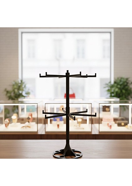 Döner Anahtarlık Standı Siyah Renk – Masaüstü Sergileme ve Düzenleme Aparatı Siyah Renk modelleri