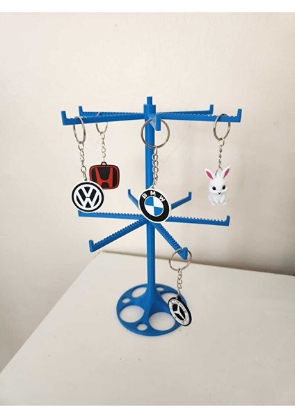 Mavi Döner Anahtarlık Standı – Masaüstü Sergileme ve Düzenleme Aparatı fiyatları