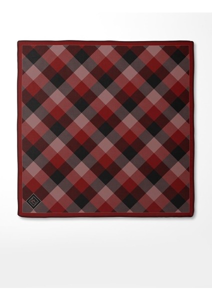 Bordo Noktalı Kareli Baskı Twill Ipek EŞARP-0934 modelleri