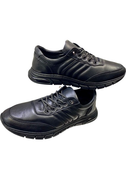 Erkek Makosen Lastik Bağcıklı Iç ve Dış Yüzey Deri Kauçuk Taban GÜNLÜK-610-SİYAHH modelleri
