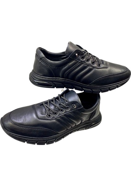Erkek Makosen Lastik Bağcıklı Iç ve Dış Yüzey Deri Kauçuk Taban GÜNLÜK-610-SİYAHH fırsatları