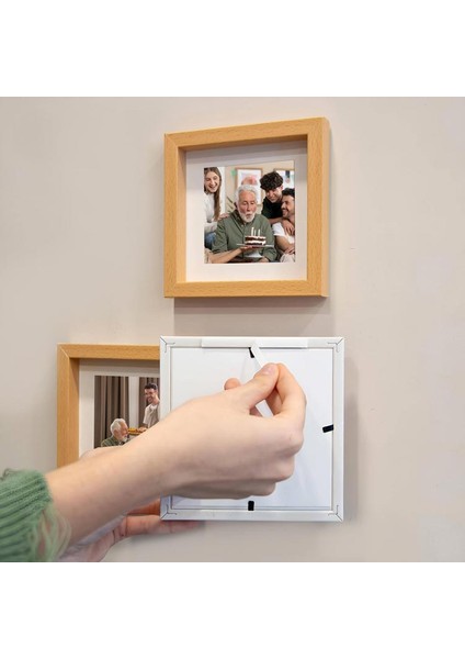 Sök-Tak Paspartulu 14×14 cm Pola Kare Fotoğraf Çerçevesi 3'lü Paket - Ahşap Renk fiyatları