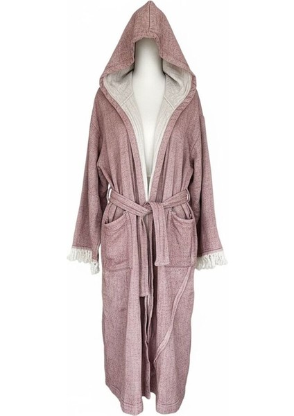 Bohem Kapüşonlu 4 Kat Müslin Organik Unisex Bornoz, Gül Kurusu fiyatları
