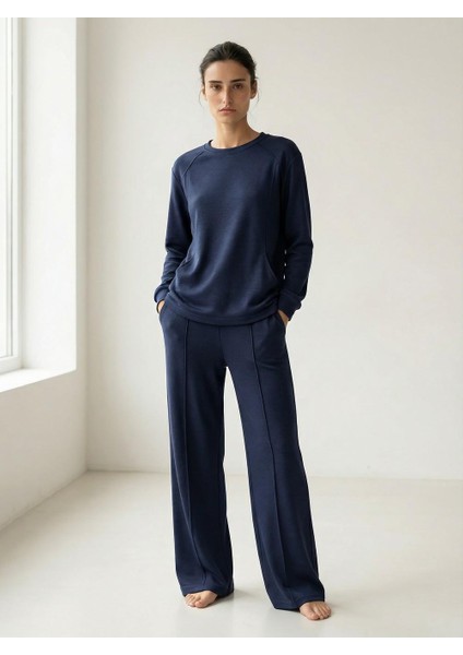Kadın Cebli Modal Kumaş Takım Lacivert